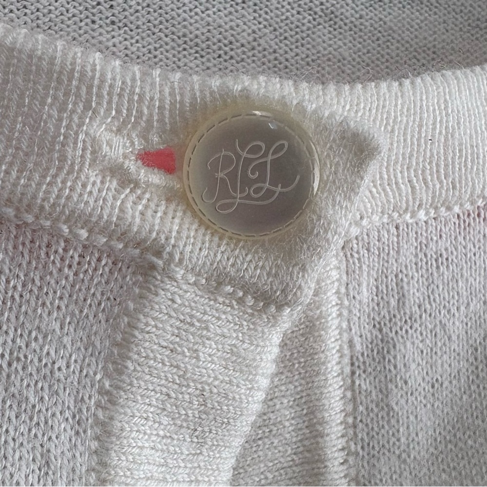 Lauren Ralph Lauren Ivory Cardigan Short Sleeve Button Light Sweater Size M - Picture 5 of 7